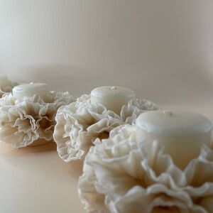 Artisan made floral beeswax candle